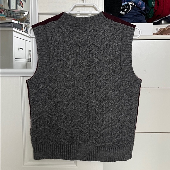 Ganni Red & Grey Wool Cashmere Cable Vest - Picture 3 of 3